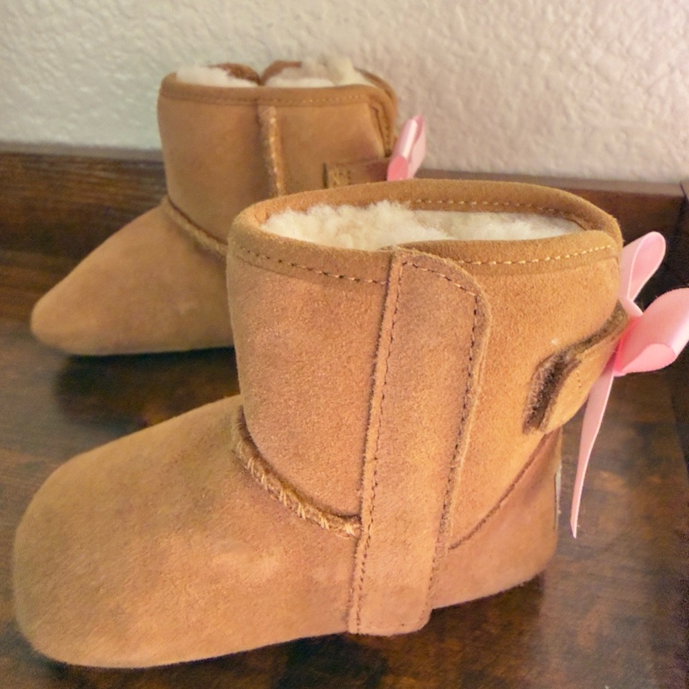 UGG Tan Kids Boots with Pink Accent